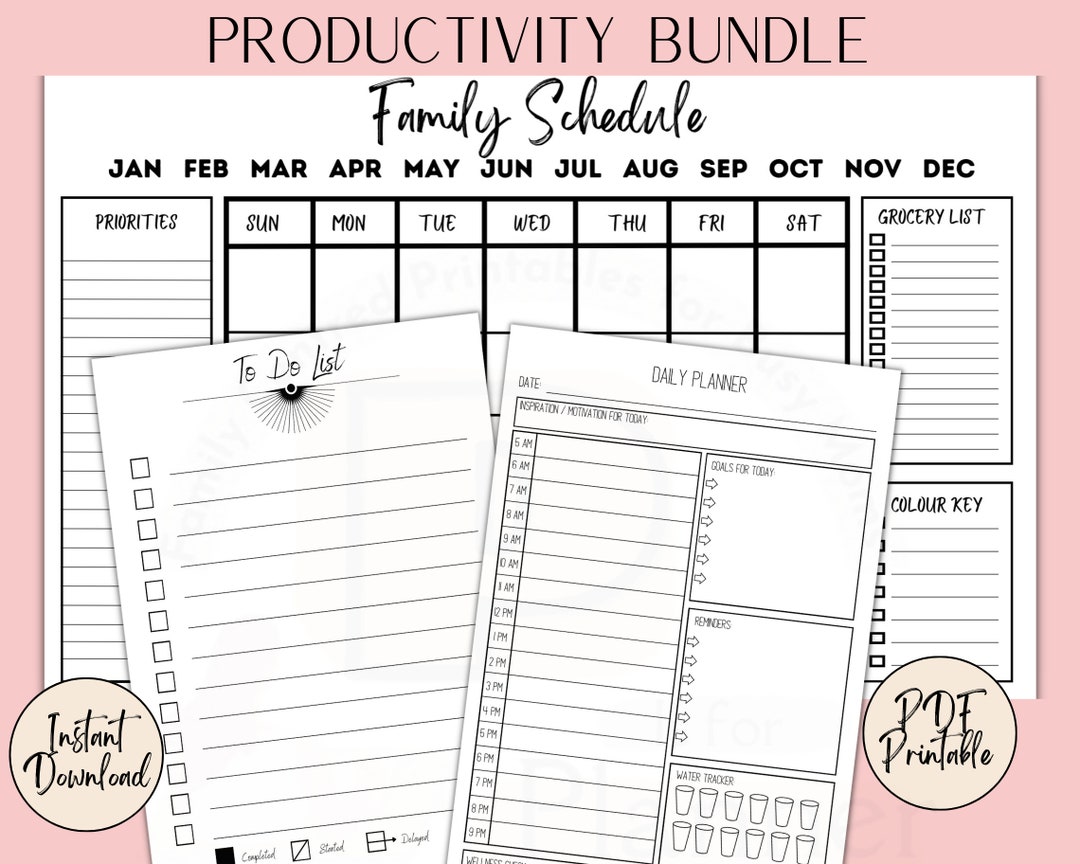 Productivity Planner Bundle, Printable Planner and Organizer, Goodnotes ...