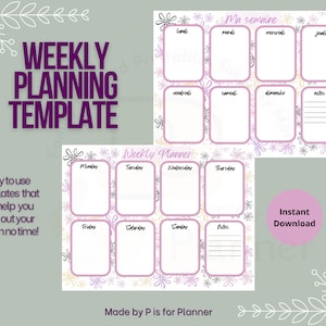 Weekly Printable Planner, Desktop Organizer, Weekly To Do List, Floral Planner, Letter/A4 Sizes