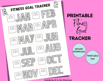 Printable Fitness Goal Tracker, Daily Workout Tracker, Monthly Weight Loss Journal, Healthy Lifestyle Habit Tracker, Colour in Calendar