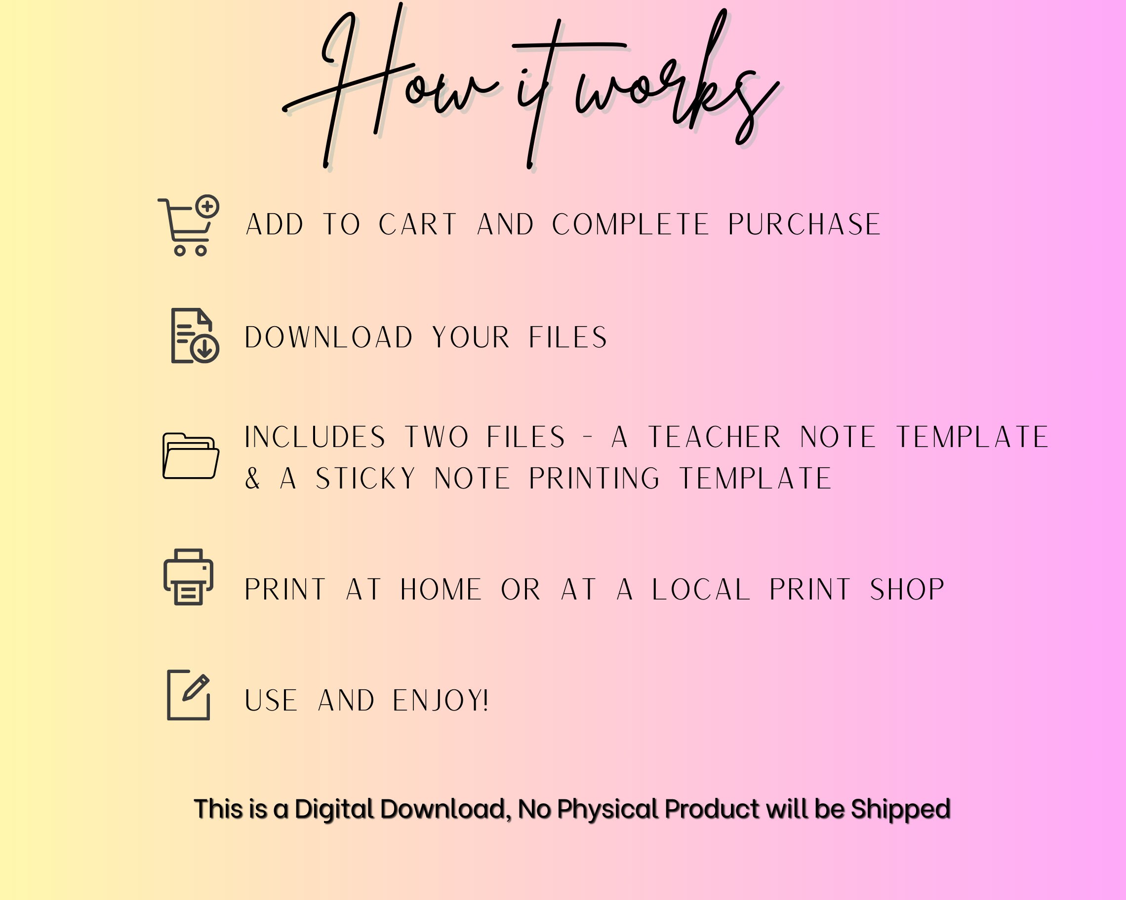 Note On Back Back to School Sticky Notes Printable Sticky Notes Teacher - Etsy Canada