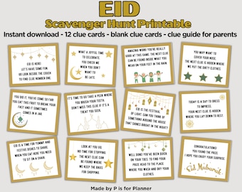 Eid Scavenger Hunt for Kids, Indoor Scavenger Hunt Clues, Ramadan Kids Treasure Hunt Clues, Printable Eid Activity, Ramadan Game