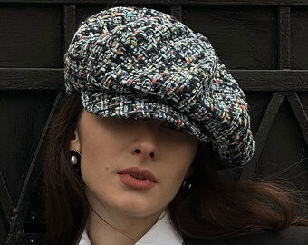 Cappello piatto irlandese grigio Arabella, berretto piatto in lana, berretto a 8 pannelli, berretto d'edera, berretto di carta, cappello invernale da donna, berretto da strillone grigio, cappello con paraocchi