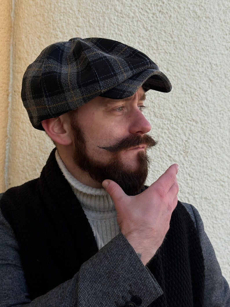 Casquette Irlandaise, Schiebermütze Herren, Cappello Peaky Blinders, Cappello Hooligan, Berretto scozzese, Béret Homme, Berretto irlandese, Berretto piatto, Cappello Paperboy immagine 1