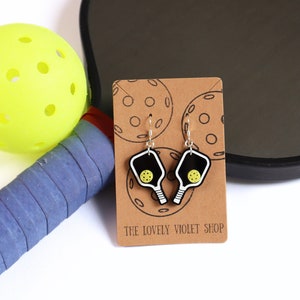 Pickleball Paddle Earrings, Pickleball Jewelry for Women, Cute Pickleball Gift for Her, Lightweight Statement Earrings, Sports Lover Gift