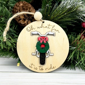 Motorcycle Wood Ornament, Oh What Fun it is to Ride, Christmas Gift for Motorcyclist, Motorcycle Decor, Motorcycle Rider Gift, Motorbike