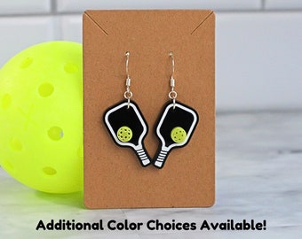 Pickleball Paddle Dangle Earrings, Unique Gift for Pickleball Player, Cute Pickleball Jewelry for Women, Sports Gift for Pickleball Lover