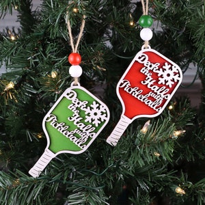 Deck the Halls with Pickleballs, Pickleball Paddle Ornament, Christmas Gift for Pickleball Player, Unique Pickleball Gift, Pickleball Decor