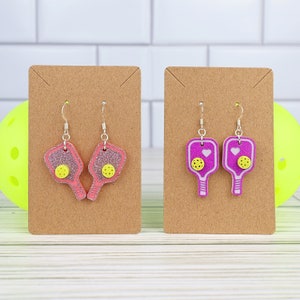 Glitter Pickleball Paddle Earrings, Acrylic Pickleball Jewelry, Pickleball Lover Gift, Sports Gift for Pickleball Player, Cute Pickleball
