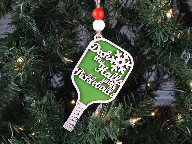 Pickleball Paddle Ornament Deck the Halls With Pickleballs Pickleball