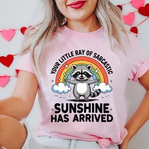 Sarcastic Raccoon T-Shirt: Funny Trash Panda Tee - Retro Rainbow Design