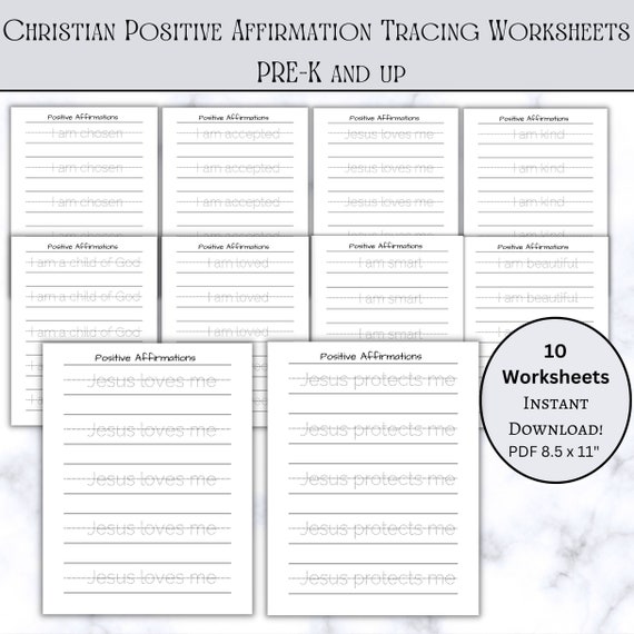 Christian Child Positive Affirmations Tracing Positive - Etsy