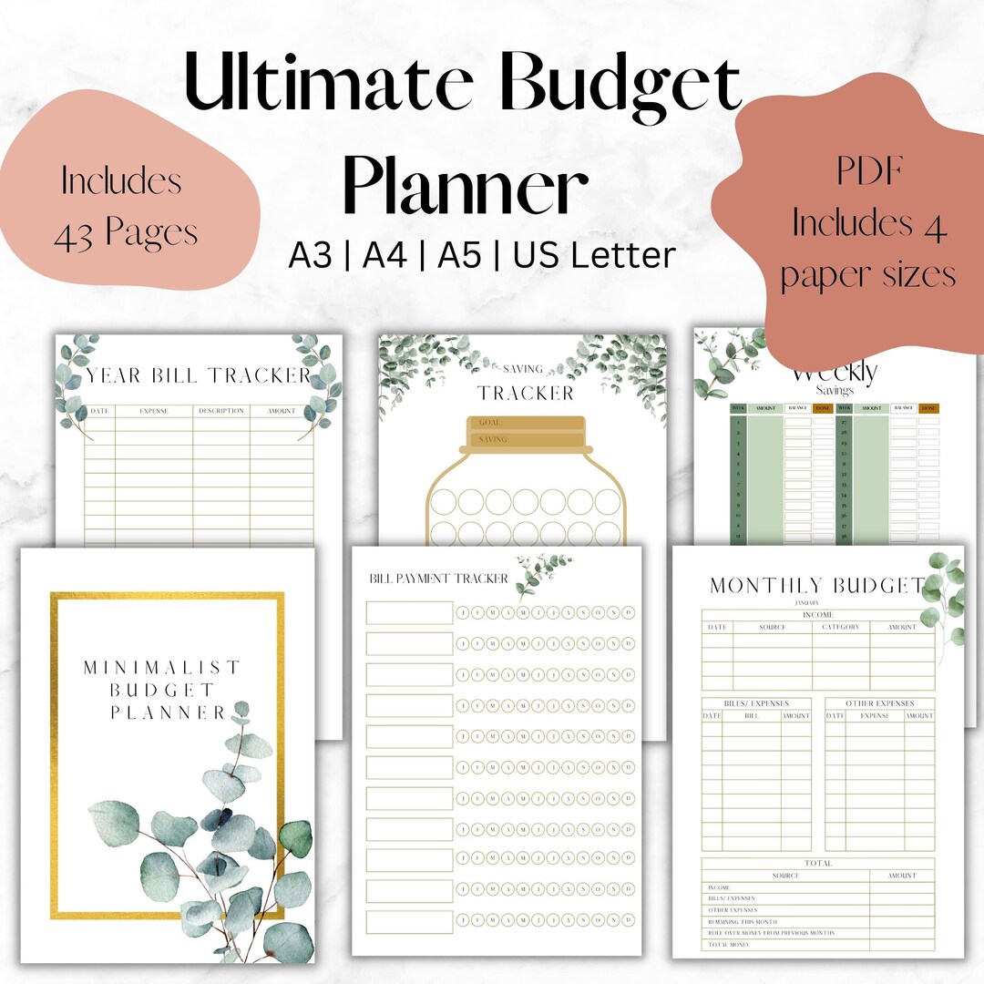 Minimalist Budget Planner Printable PDF Neutrals Financial Planner
