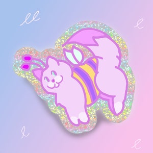 Holographic Cat Bee Sticker | Sparkly Glitter and Holo Magic | Perfect Gift for Cat & Bee Enthusiasts!