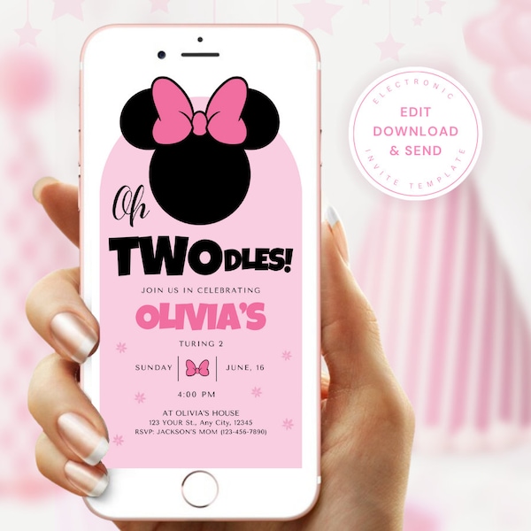 Oh Twodles Invitations, Oh Twodles Invites, Mickey Mouse Invitations, Mickey Mouse 2nd Birthday Invitations, Oh Twodles, Mobile, Digital
