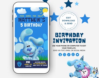 Blues Clues Customizable Invitations | Blues Clues Party Invitation | Kids Digital Invitation | Instant Download