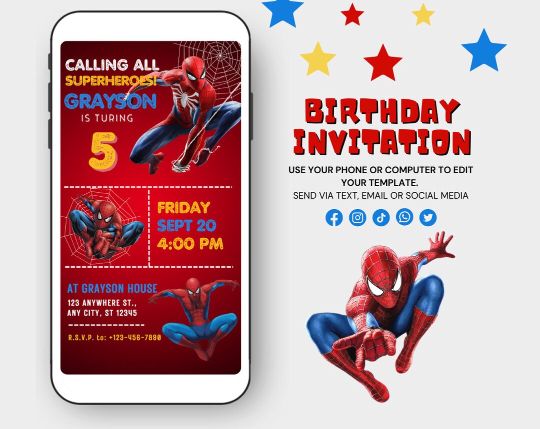 Invitación de cumpleaños de Spidey y sus amigos / Invitación de fiesta ...