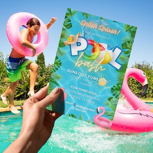 Editable Pool Party Invitation | Summer Pool Bash Invite | Kids Pool Party Template | Pool Birthday Party | Instant Download
