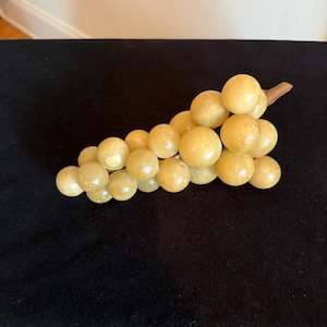 Vintage Italian Natural Alabaster Stone Grape Cluster With Natural Grape Vine