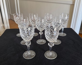 Raro set di 9 bicchieri vintage in cristallo Waterford Powerscourt.