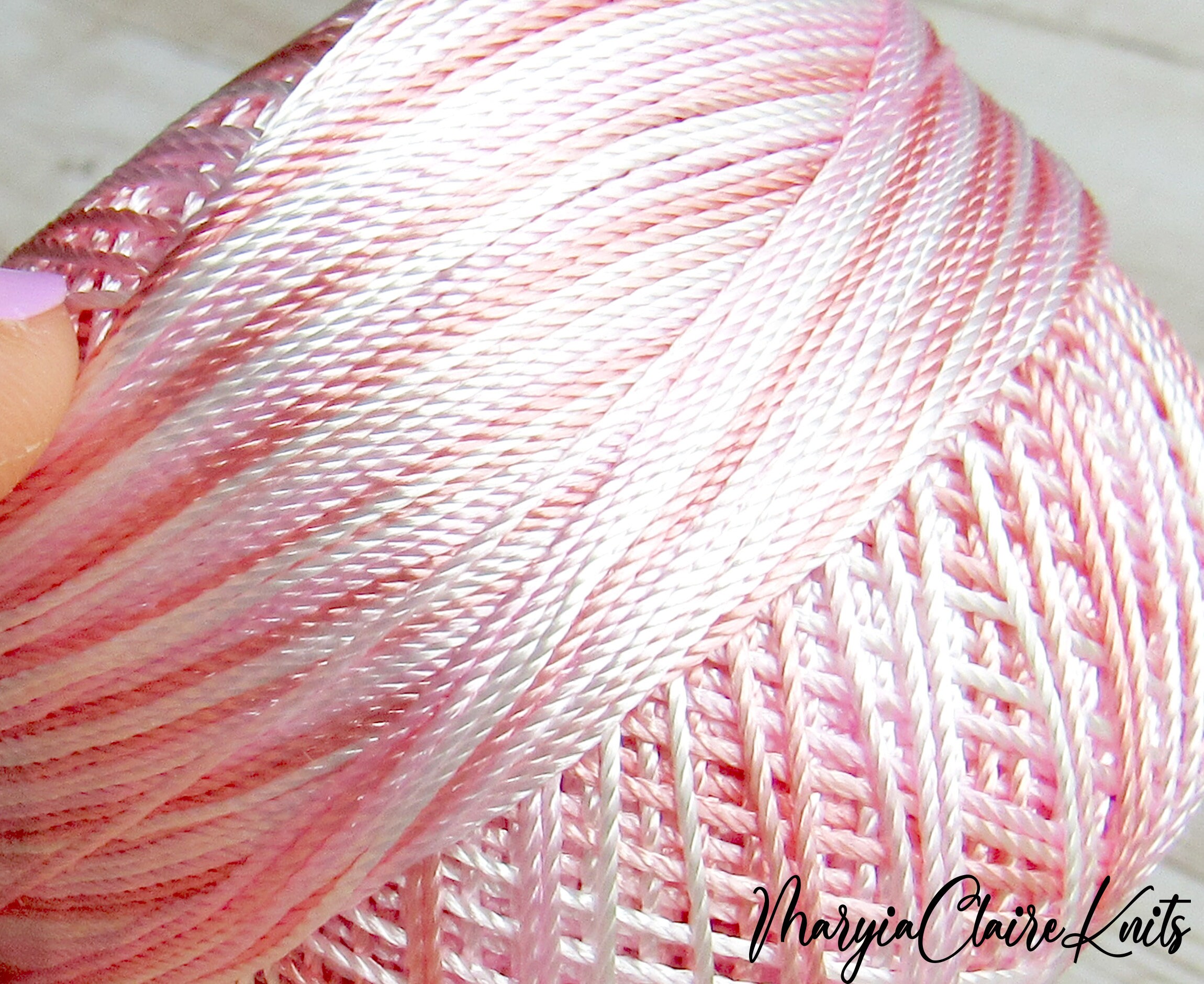 Yarnart Tulip Crochet Thread Variegated in Light Coral, Pink and White