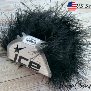Extra Long Eyelash yarn in solid Black color, Black Eyelash polyester yarn, Decorative Black fluffy yarn, Ice Yarn 7711, US seller.