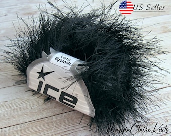 Black Eyelash Yarn, Extra Long Polyester, Ice Yarn
