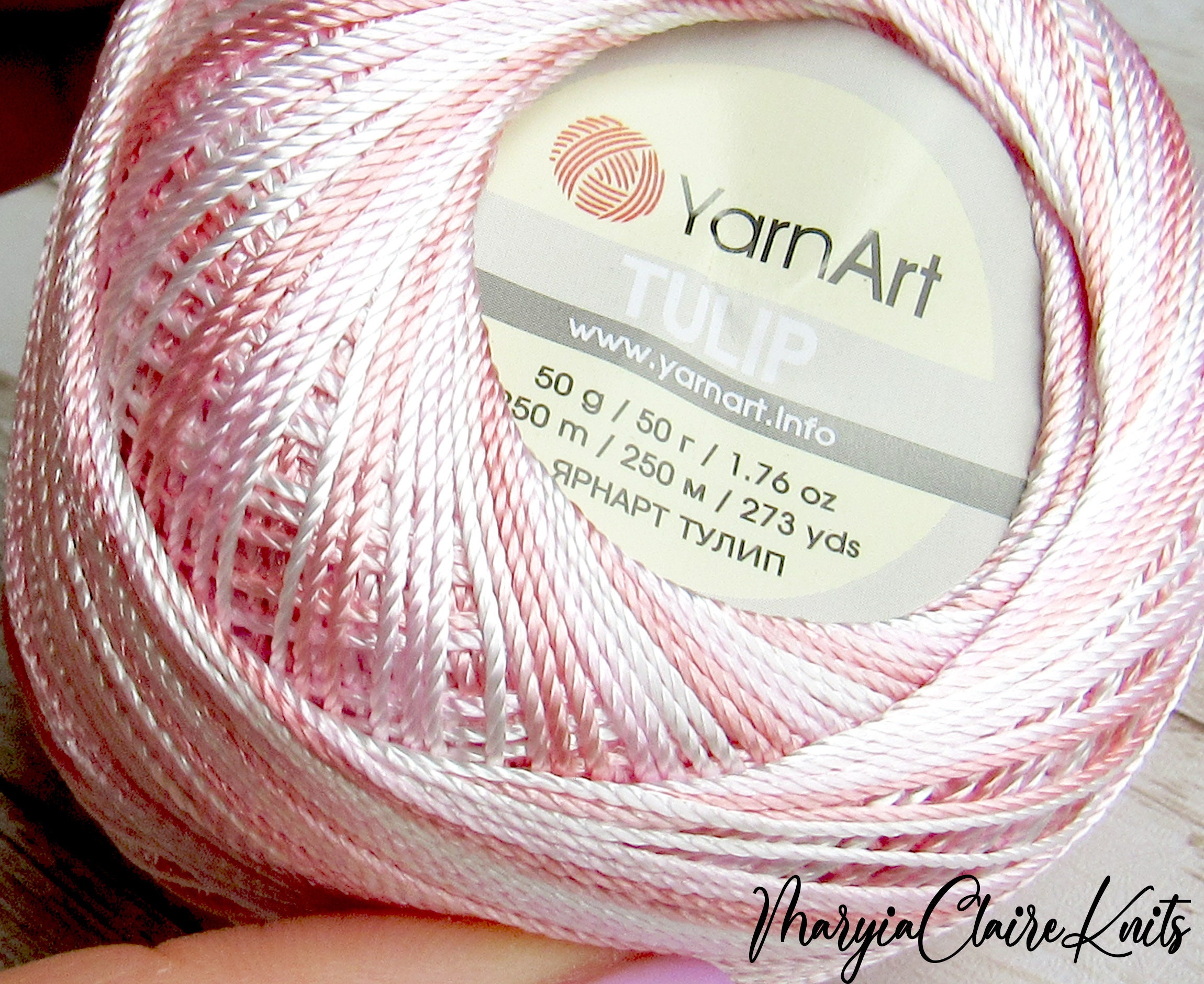 Yarnart Tulip Crochet Thread Variegated in Light Coral, Pink and White