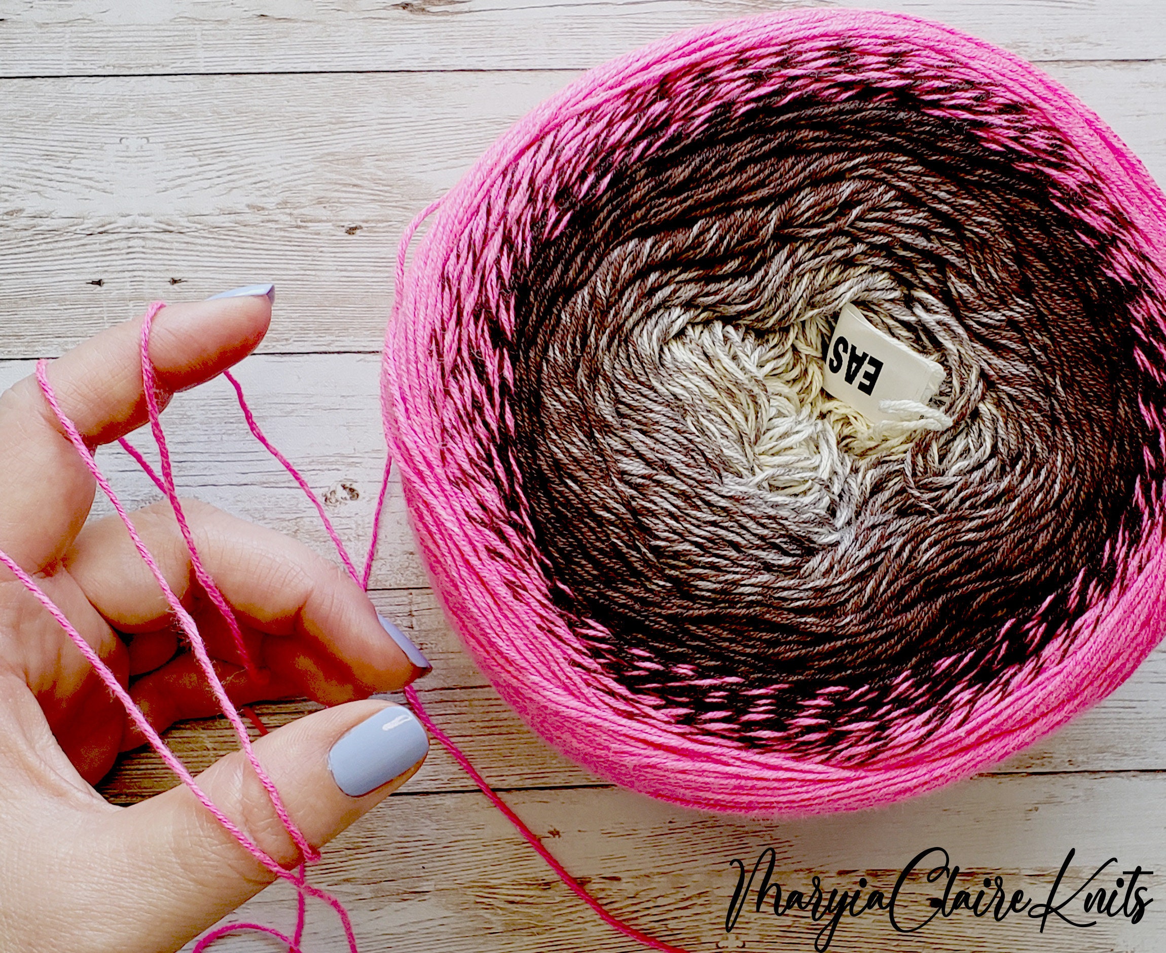 Yarn Art Flowers Vivid in Hot Pink and Brown, Multicolor Cotton Acrylic