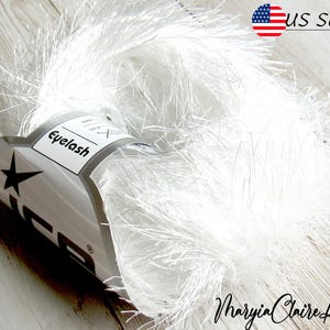 White eyelash yarn 1.76 oz(50g), Solid white decor eyelash yarn, Ice yarn 22745, Us local seller.