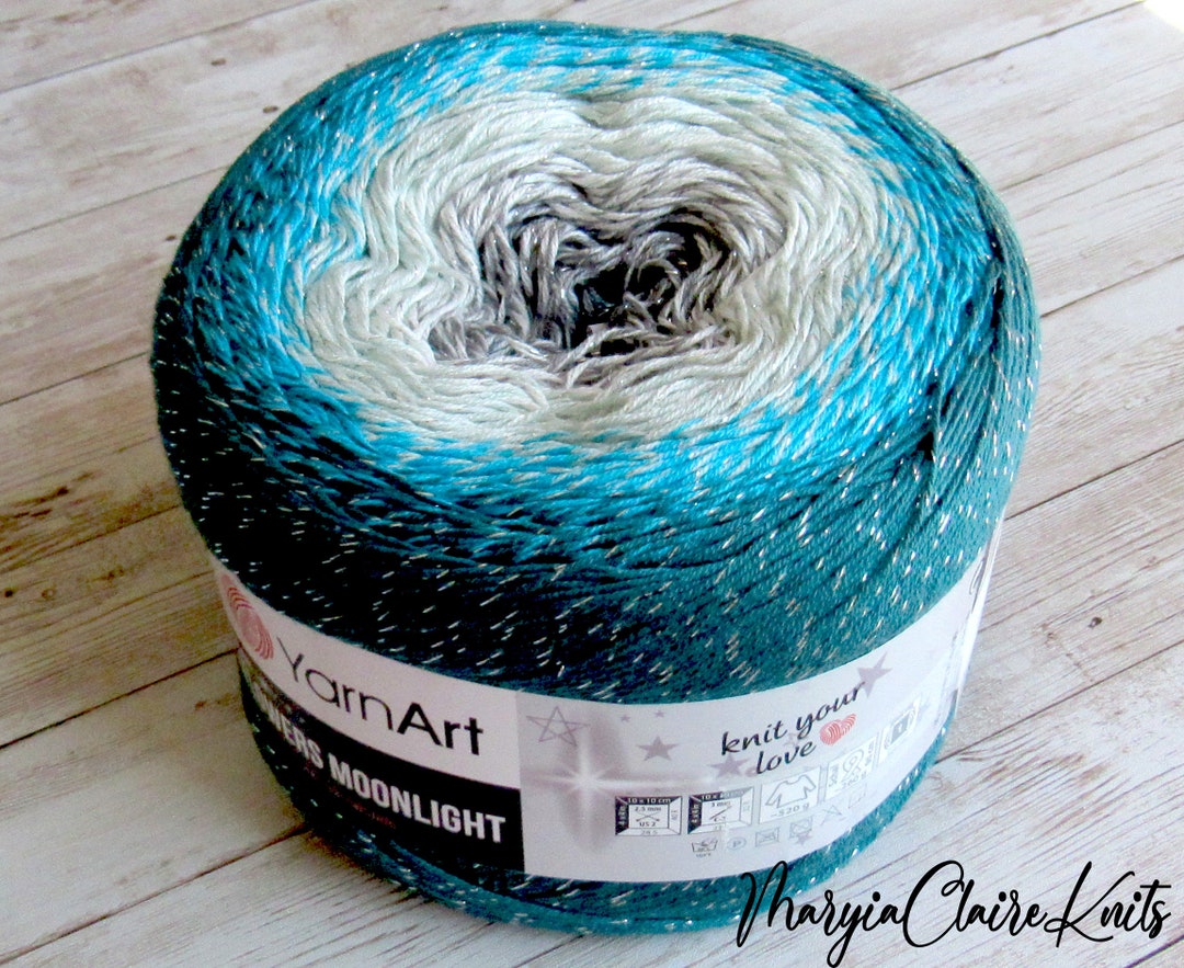 Flowers Moonlight Yarnart Cake Yarn With Lurex 3289, Flowers Moonlight Cotton Cake Yarn in Gray