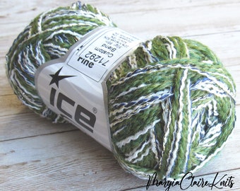 Green Multicolor Metallic Yarn, Acrylic Viscose Blend, Gold Lurex