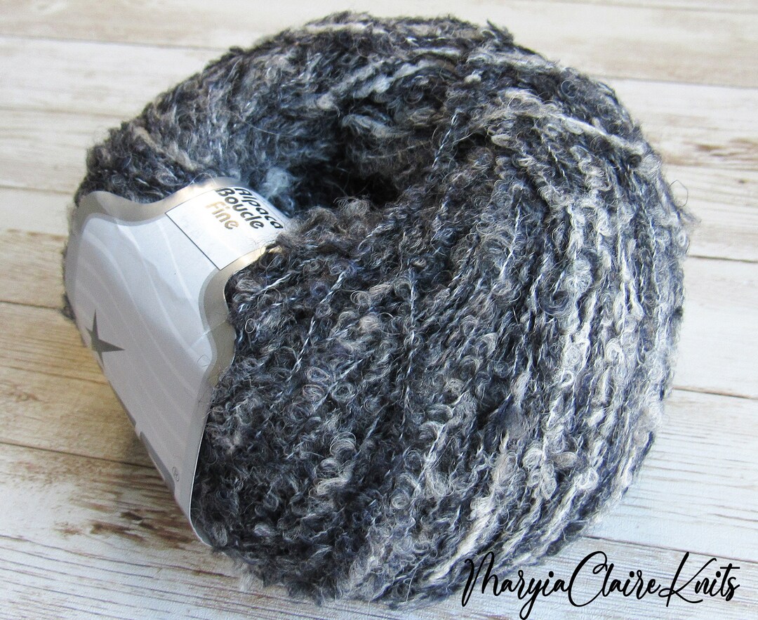 Alpaca Boucle Yarn Wool Boucle Yarn Black and Gray Yarn Etsy