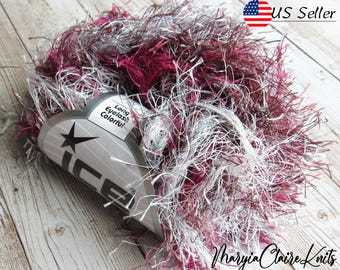 Multicolor Eyelash Yarn, Gray Burgundy Brown Blue, Fun Furry Iceyarn