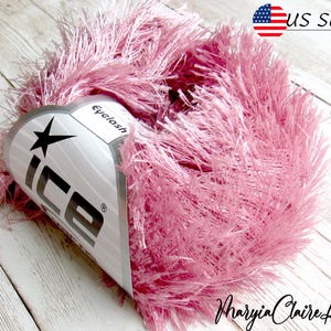 Dusty Rose Eyelash Yarn, Bulky Polyester, Iceyarn