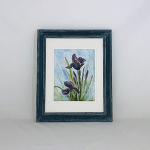 Iris Painting Floral Original, Iris Landscape Painting, Purple Iris Original Painting, Iris Flower Original Acrylic Painting