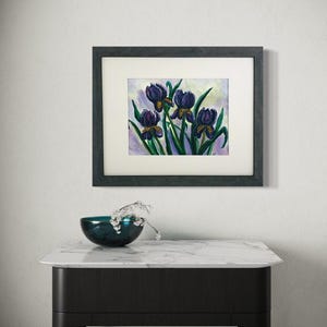 Iris Garden Painting, Iris Painting Floral Original, Purple Iris Original Painting, Iris Flower Original Acrylic Painting