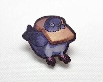 Pigeon Wood Pin - "Oh Peck-"