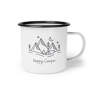 Happy Camper Enamel Camp Cup, Coffee Mug