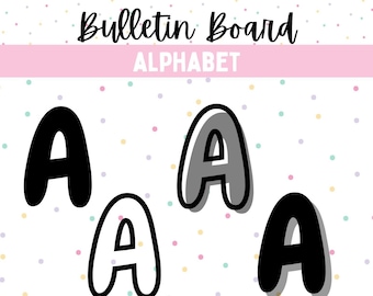 Schwarze Klassenzimmer-Banner-Buchstaben, vollständiges Alphabet | Klassenzimmer-Dekor | Druckbare Klassenzimmerbriefe | Lehrer druckbare | Schwarzes Brett ABC