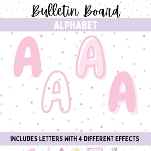 Letras rosadas del estandarte del aula Alfabeto completo / Decoración del aula / Cartas imprimibles del aula / Profesor imprimible / Tablón de anuncios ABC's