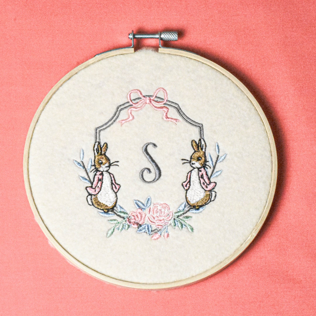 Embroidered Peter Rabbit Wall Art for Baby Girl W/ Personalized Initial ...