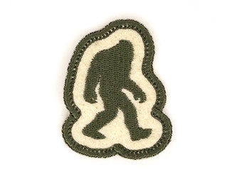Bigfoot Iron On Patch, Sasquatch silhouette forest patch perfect for backpacks, bags, jeans, jackets, classic big foot walking