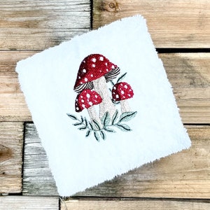 Cottagecore Mushroom Decor Hand Towels for Bathroom, Decorative Embroidered Toadstools on Hand Towel with Vintage Aesthetic, Gift for Her