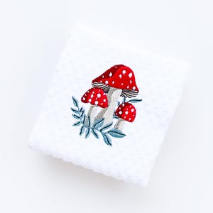 Cottagecore Mushroom Decor Hand Towels for Bathroom, Decorative Embroidered Toadstools on Hand Towel with Vintage Aesthetic, Gift for Her