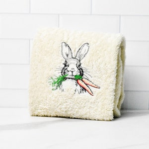 JarThenaAMCS 2Pcs Easter Bunny Hand Towels - Cotton Embroidered Kitchen & Bath Towels, 29.5 X 13.7 Inch, With Ribbons - View #7