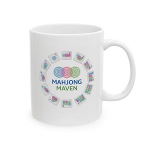 Mahjong Maven Mug, Colorful Tiles Coffee Cup image 2
