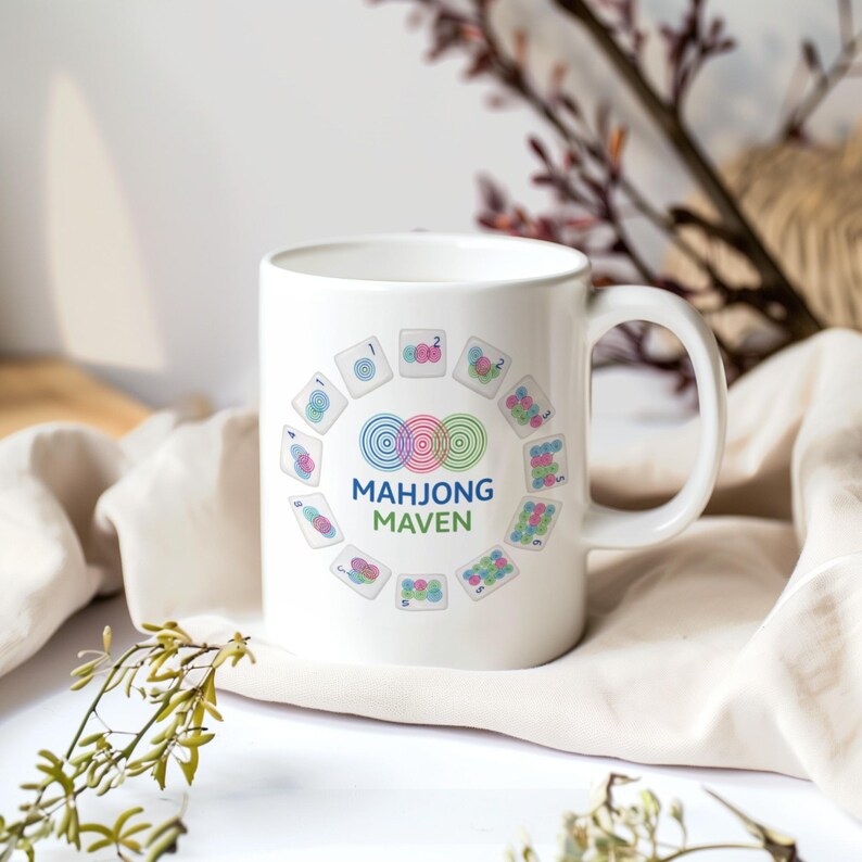 Mahjong Maven Mug, Colorful Tiles Coffee Cup image 9