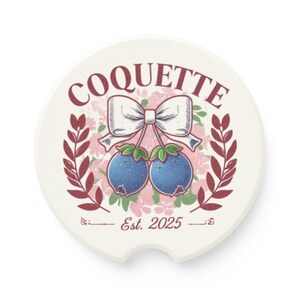 Vintage Floral Soapstone Car Coaster, Cute Coquette Design for Car, Vintage Style