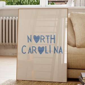 Poster della Carolina del Nord Arte murale della Carolina del Nord Stampa artistica della Carolina del Nord Poster della Carolina del Nord Decorazione della Carolina del Nord Download digitale 1 stampa
