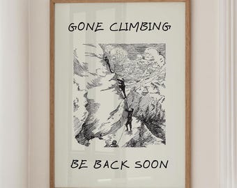 Vintage Climbing Art Print, "Gone Climbing" Poster (Digital Download)